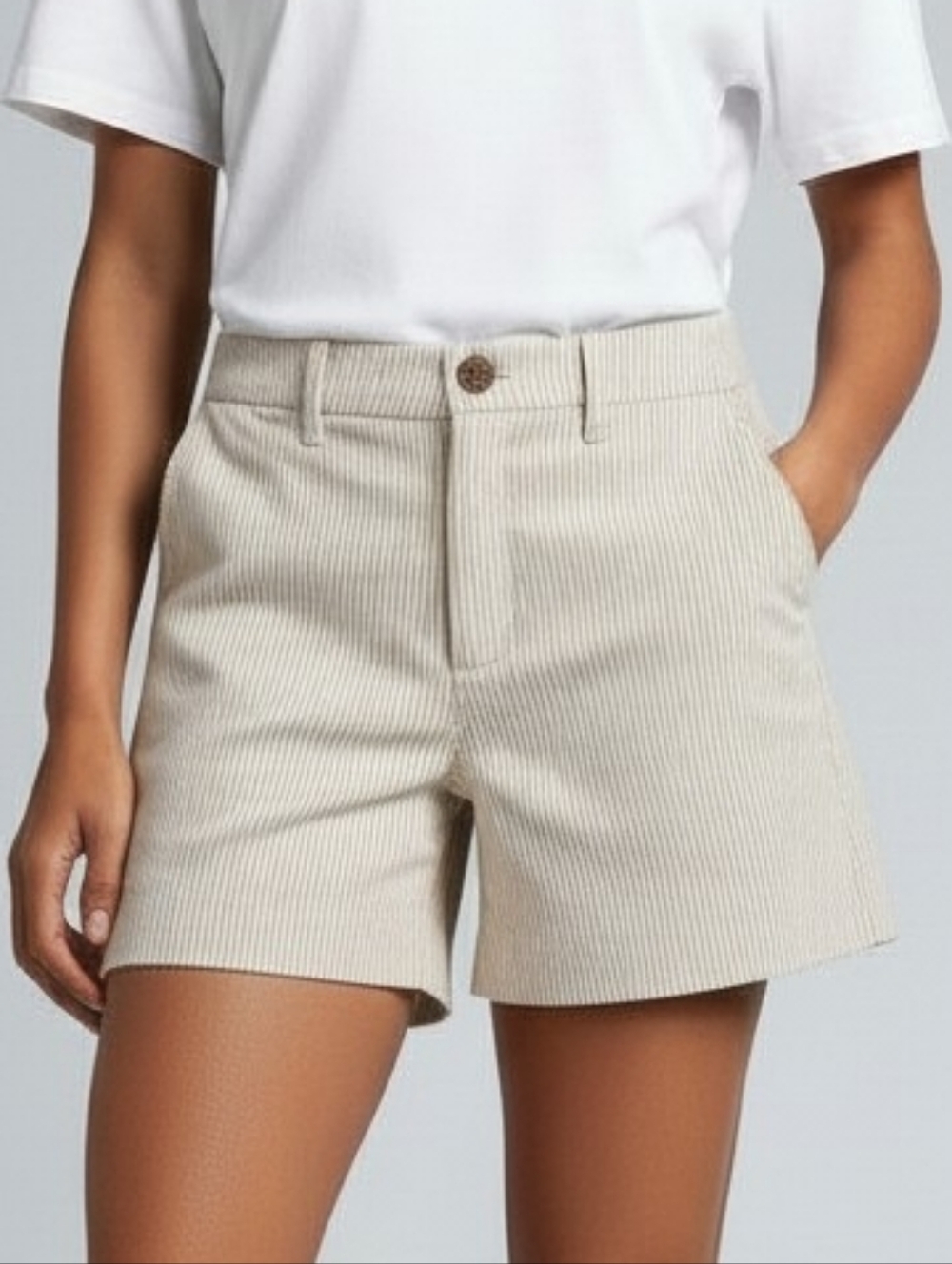 Tommy Hilfiger Beige Striped Women's Shorts